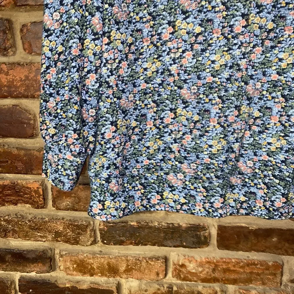 Ann Taylor LOFT Multicolored Floral Long Puff Sleeve Top Women's Size Small